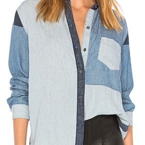 NWT RAILS 'ZOEY' COLORBLOCK DENIM WASH BUTTON-UP